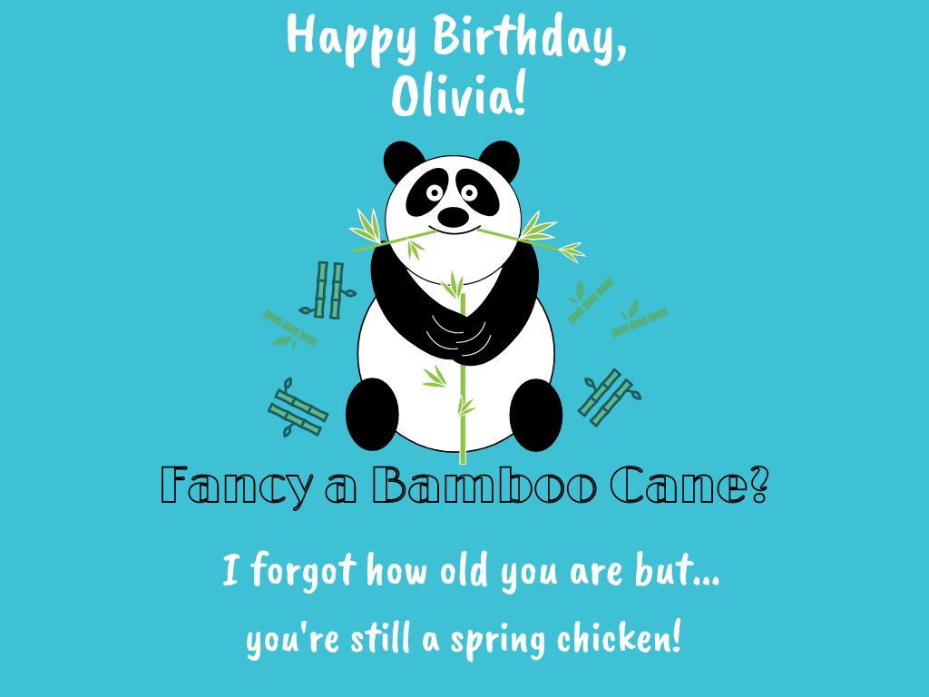 Panda on blue background wishing happy birthday